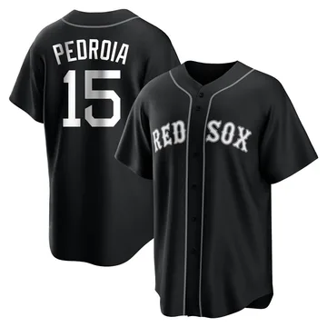 Dustin Pedroia Men's Boston Red Sox Replica Jersey - Black/White