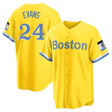 Dwight Evans Men's Boston Red Sox Replica Blue 2021 City Connect Player Jersey - Gold/Light