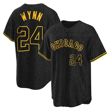 Early Wynn Men's Chicago White Sox Replica Snake Skin City Jersey - Black