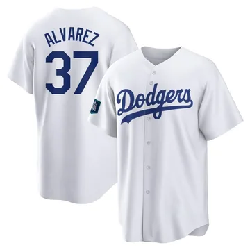 Eddy Alvarez Men's Los Angeles Dodgers Replica 2024 World Tour Seoul Series Home Jersey - White