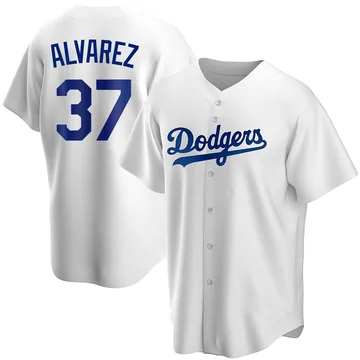 Eddy Alvarez Men's Los Angeles Dodgers Replica Home Jersey - White