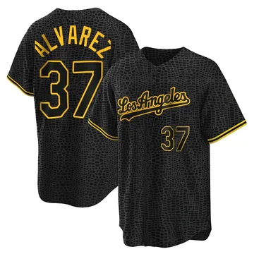 Eddy Alvarez Men's Los Angeles Dodgers Replica Snake Skin City Jersey - Black