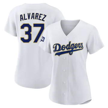 Eddy Alvarez Women's Los Angeles Dodgers Authentic 2021 Gold Program Player Jersey - White/Gold