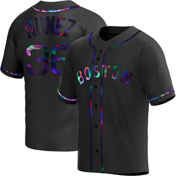 Eduardo Nunez Men's Boston Red Sox Replica Alternate Jersey - Black Holographic