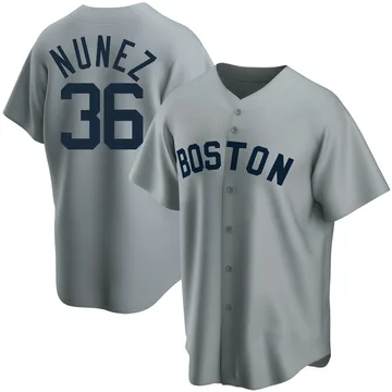 Eduardo Nunez Men's Boston Red Sox Replica Road Cooperstown Collection Jersey - Gray