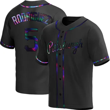 Endy Rodriguez Men's Pittsburgh Pirates Replica Alternate Jersey - Black Holographic