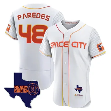 Enoli Paredes Men's Houston Astros Authentic 2023 Space City Ready 2 Reign Flex Base Jersey - White