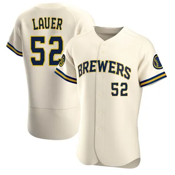 Eric Lauer Men's Milwaukee Brewers Authentic Home Jersey - Cream