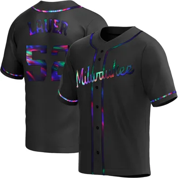 Eric Lauer Men's Milwaukee Brewers Replica Alternate Jersey - Black Holographic