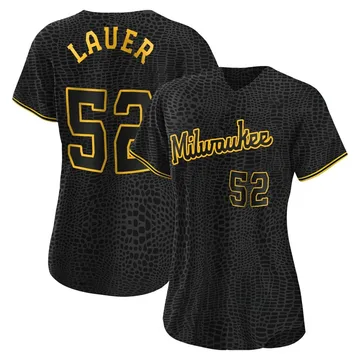 Eric Lauer Women's Milwaukee Brewers Authentic Snake Skin City Jersey - Black