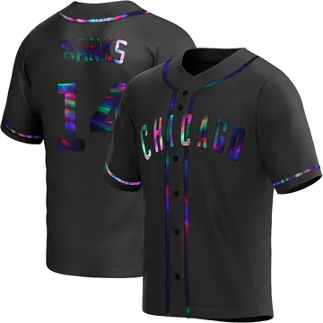 Ernie Banks Men's Chicago Cubs Replica Alternate Jersey - Black Holographic