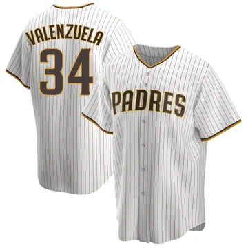 Fernando Valenzuela Men's San Diego Padres Replica Home Jersey - White/Brown