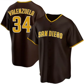 Fernando Valenzuela Men's San Diego Padres Replica Road Jersey - Brown