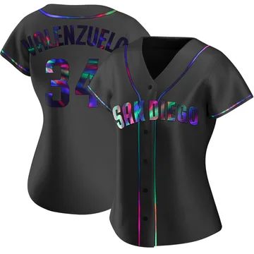 Fernando Valenzuela Women's San Diego Padres Replica Alternate Jersey - Black Holographic