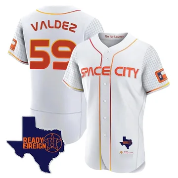 Framber Valdez Men's Houston Astros Authentic 2023 Space City Ready 2 Reign Flex Base Jersey - White