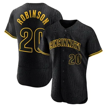 Frank Robinson Men's Cincinnati Reds Authentic Snake Skin City Jersey - Black