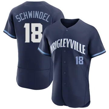 Frank Schwindel Men's Chicago Cubs Authentic 2021 City Connect Jersey - Navy