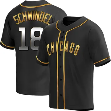 Frank Schwindel Men's Chicago Cubs Replica Alternate Jersey - Black Golden