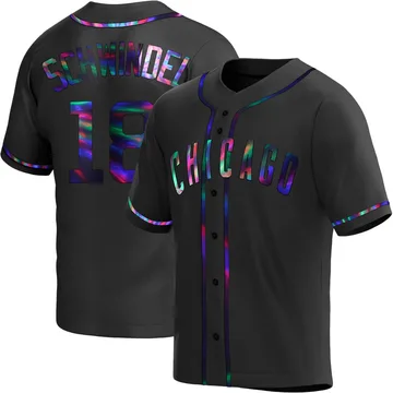 Frank Schwindel Men's Chicago Cubs Replica Alternate Jersey - Black Holographic