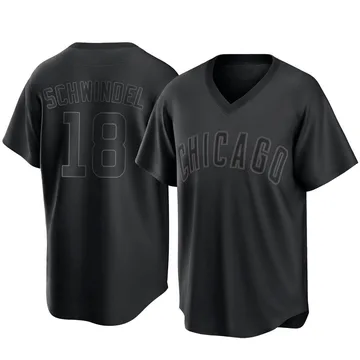 Frank Schwindel Men's Chicago Cubs Replica Pitch Fashion Jersey - Black