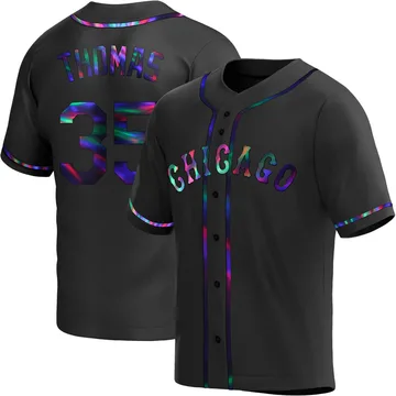 Frank Thomas Men's Chicago White Sox Replica Alternate Jersey - Black Holographic