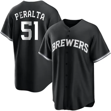 Freddy Peralta Men's Milwaukee Brewers Replica Jersey - Black/White