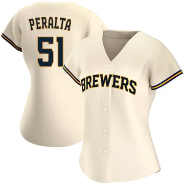 Freddy Peralta Women's Milwaukee Brewers Authentic Home Jersey - Cream