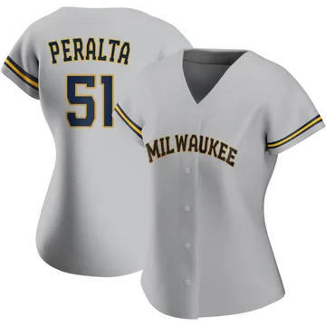 Freddy Peralta Women's Milwaukee Brewers Authentic Road Jersey - Gray