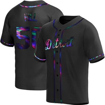 Garrett Hill Men's Detroit Tigers Replica Alternate Jersey - Black Holographic