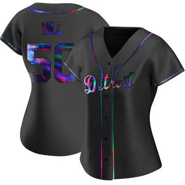 Garrett Hill Women's Detroit Tigers Replica Alternate Jersey - Black Holographic