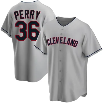 Gaylord Perry Men's Cleveland Guardians Replica Road Jersey - Gray