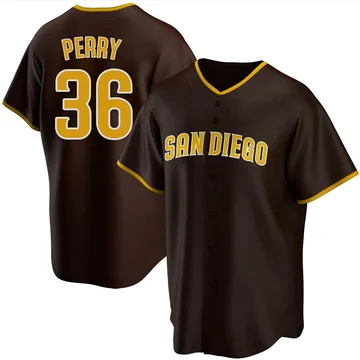 Gaylord Perry Men's San Diego Padres Replica Road Jersey - Brown