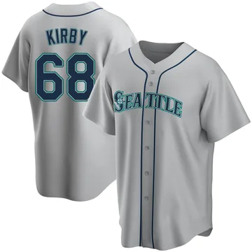 George Kirby Men's Seattle Mariners Replica Road Jersey - Gray