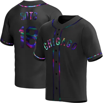 Geovany Soto Men's Chicago White Sox Replica Alternate Jersey - Black Holographic