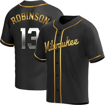 Glenn Robinson Men's Milwaukee Brewers Replica Alternate Jersey - Black Golden