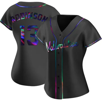 Glenn Robinson Women's Milwaukee Brewers Replica Alternate Jersey - Black Holographic