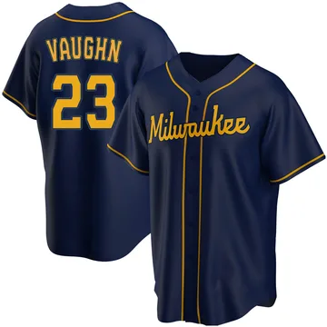 Greg Vaughn Men's Milwaukee Brewers Replica Alternate Jersey - Navy