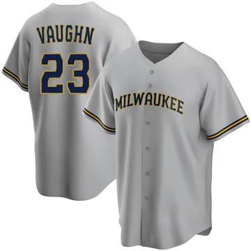 Greg Vaughn Men's Milwaukee Brewers Replica Road Jersey - Gray