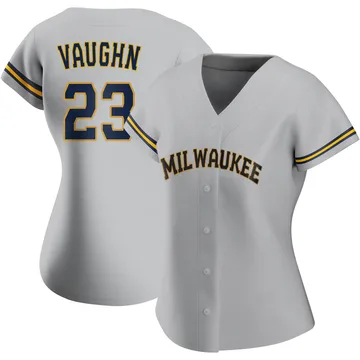 Greg Vaughn Women's Milwaukee Brewers Authentic Road Jersey - Gray