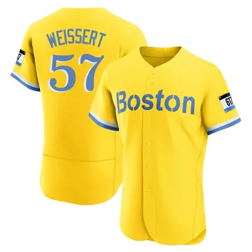 Greg Weissert Men's Boston Red Sox Authentic Blue 2021 City Connect Jersey - Gold/Light