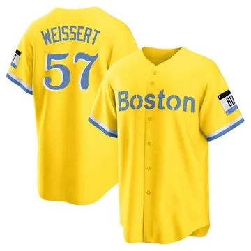 Greg Weissert Men's Boston Red Sox Replica Blue 2021 City Connect Player Jersey - Gold/Light