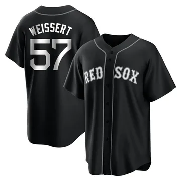 Greg Weissert Men's Boston Red Sox Replica Jersey - Black/White