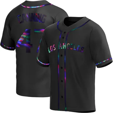 Griffin Canning Men's Los Angeles Angels Replica Alternate Jersey - Black Holographic