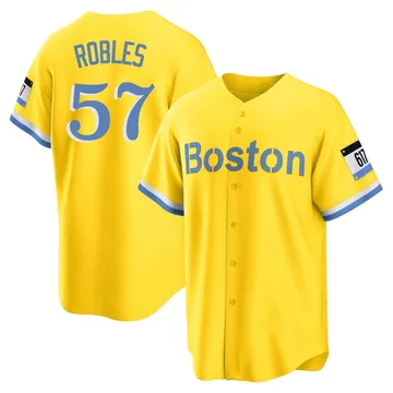 Hansel Robles Men's Boston Red Sox Replica Blue 2021 City Connect Player Jersey - Gold/Light