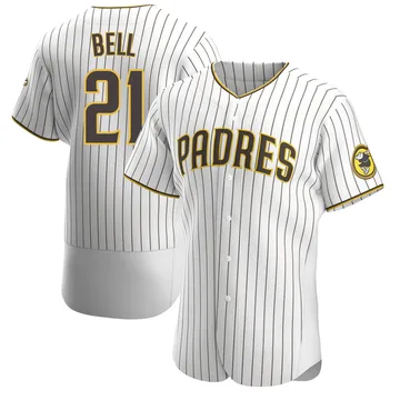 Heath Bell Men's San Diego Padres Authentic Home Jersey - White/Brown