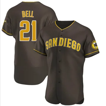 Heath Bell Men's San Diego Padres Authentic Road Jersey - Brown