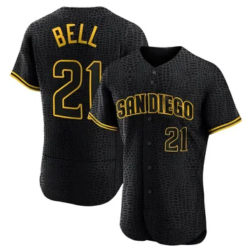 Heath Bell Men's San Diego Padres Authentic Snake Skin City Jersey - Black