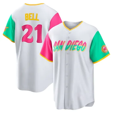 Heath Bell Men's San Diego Padres Replica 2022 City Connect Jersey - White