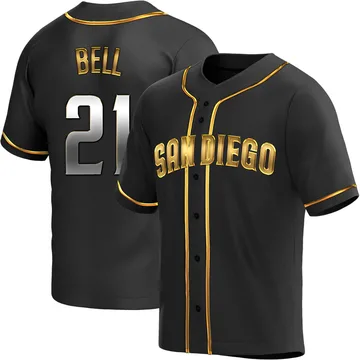 Heath Bell Men's San Diego Padres Replica Alternate Jersey - Black Golden