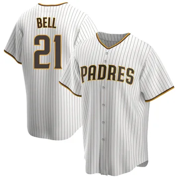 Heath Bell Men's San Diego Padres Replica Home Jersey - White/Brown